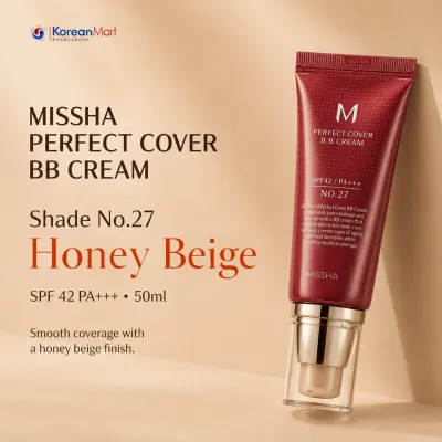 Missha M Perfect Cover BB Cream shade no#27 SPF 42 PA+++ (Honey Beige) - 50ml